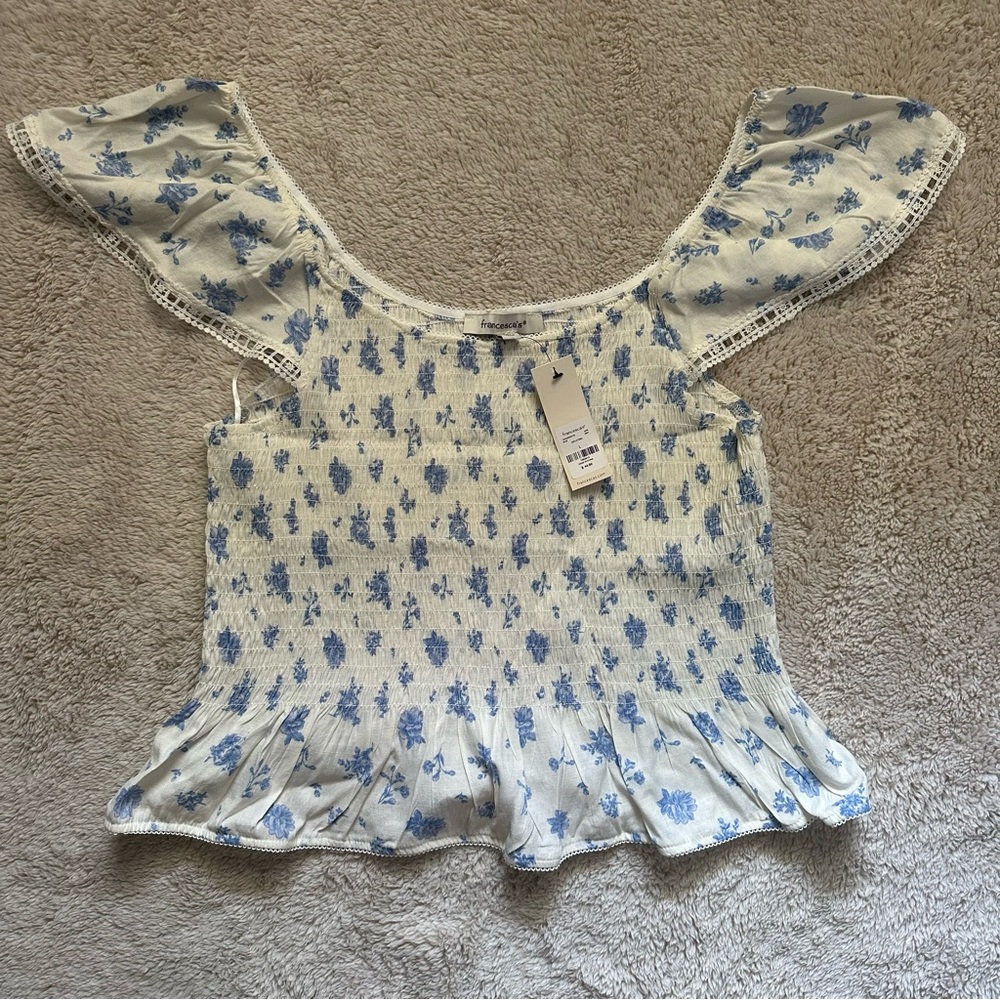 Francesca’s Allie Smocked Floral Top